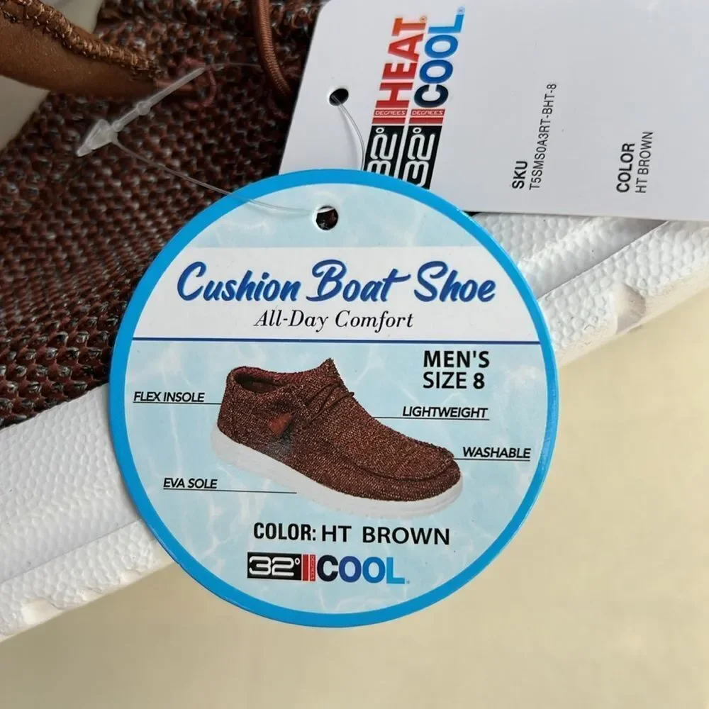 32 Brown Canvas Cusioned Boat shoe Slip-On Loafer